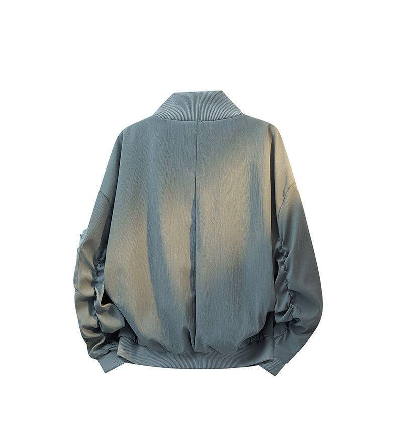 Stand Collar Plain Oversized Zip Jacket Product Image
