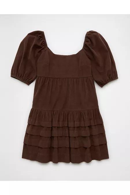 AE Corduroy Puff Sleeve Babydoll Mini Dress Women's Product Image