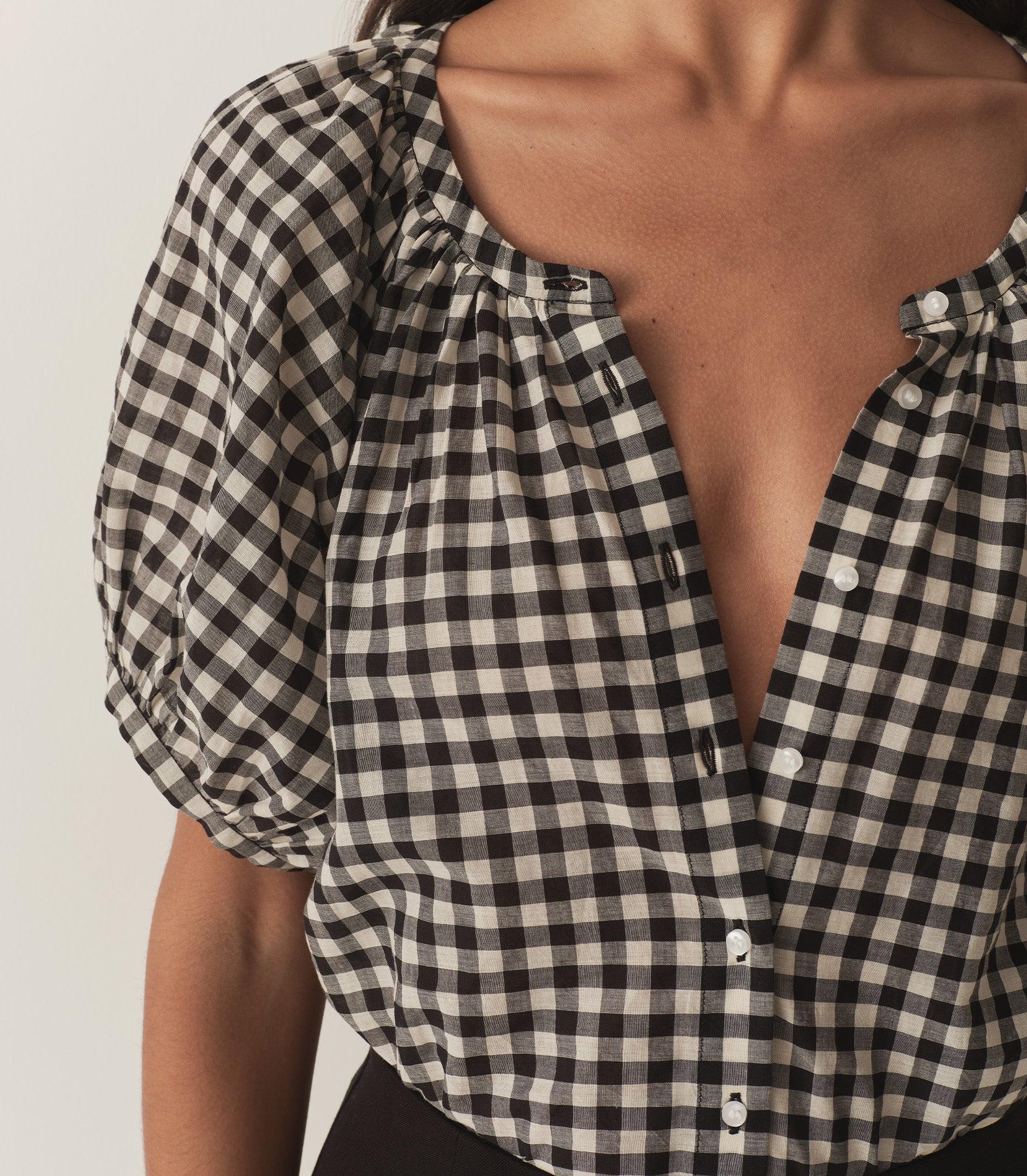JUNE TOP -- NOIR GRETA GINGHAM Product Image