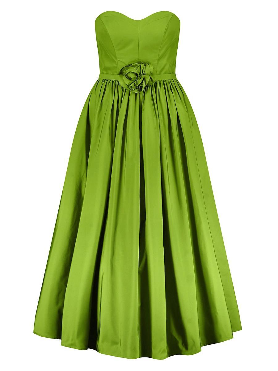 Womens Appliqud Faille Fit & Flare Midi-Dress Product Image