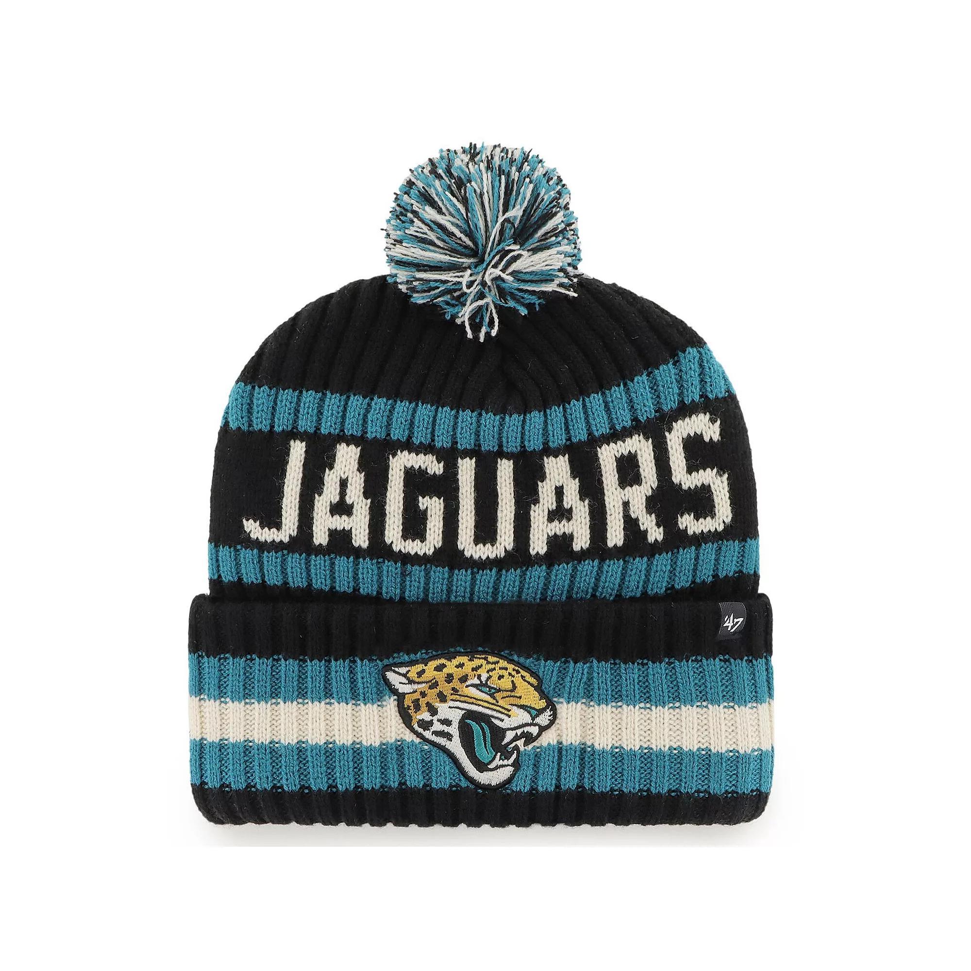 Men's '47 Black Jacksonville Jaguars Bering Cuffed Knit Hat with Pom Product Image