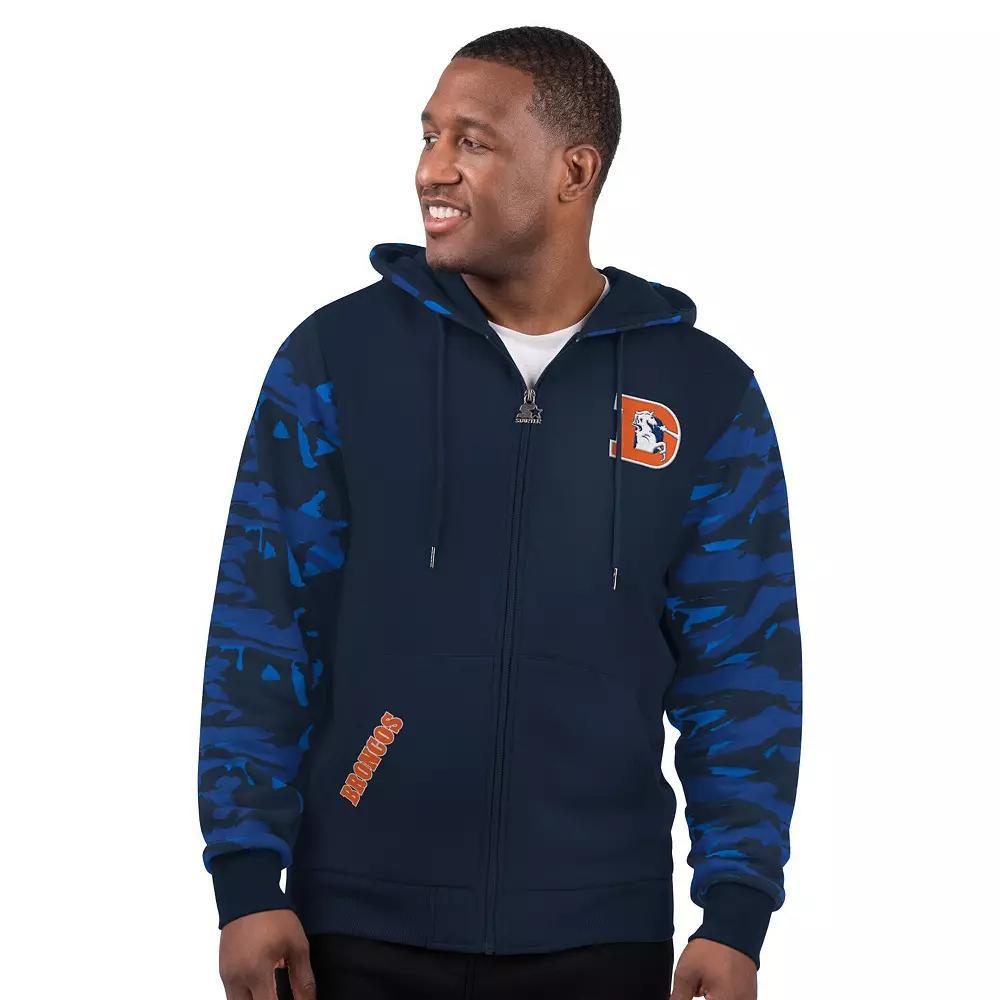 Mens Starter Denver Broncos Thursday Night Gridiron Vintage Logo Full-Zip Hoodie Blue Product Image