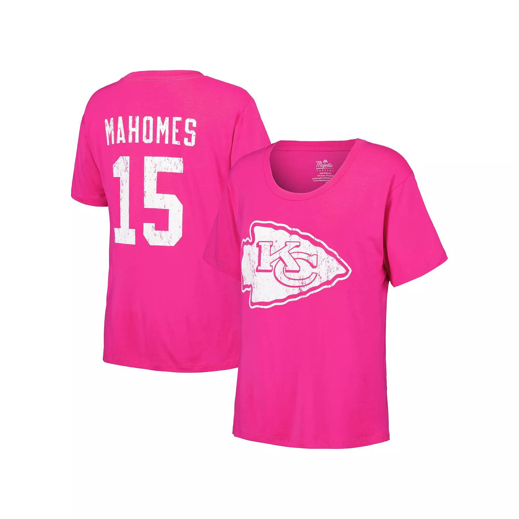 Women's Majestic Threads Patrick Mahomes Pink Kansas City Chiefs Name & Number T-Shirt, Size: 2XL Product Image