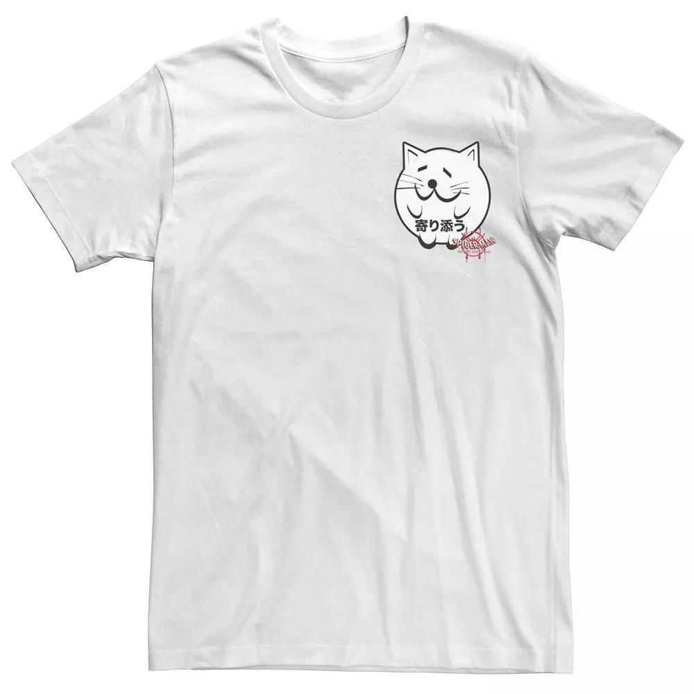 Men's Marvel Spider-Man Spiderverse Cat Sticker Graphic Fleece Pullover Graphic Tee, Size: 3XL, White Product Image