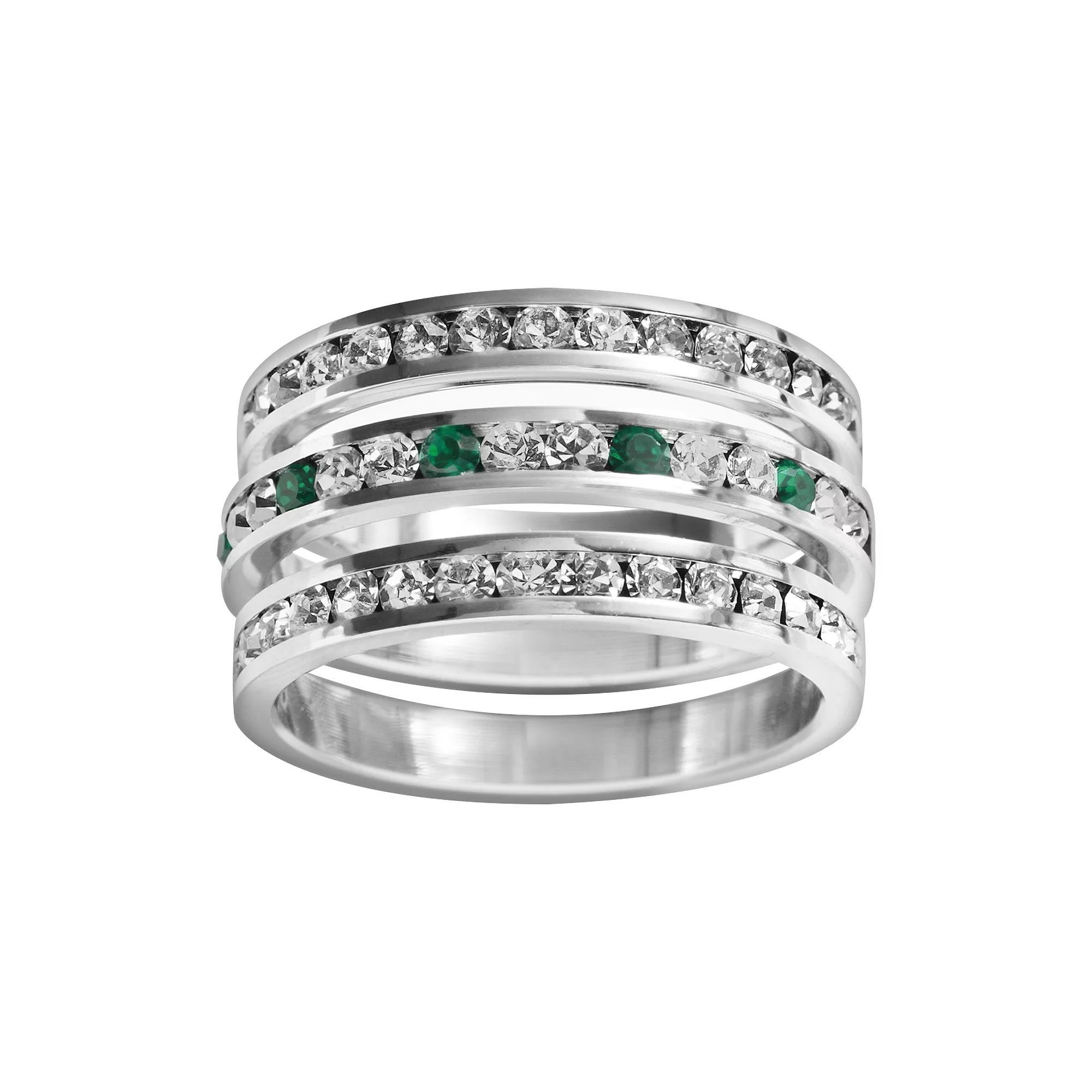 Traditions Jewelry Company Sterling Silver Crystal Eternity Ring Set, Womens White Team Blues Product Image