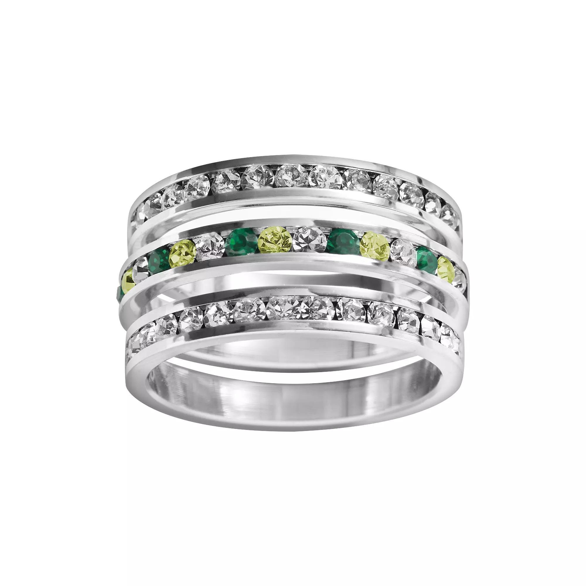Traditions Jewelry Company Sterling Silver Crystal Eternity Ring Set, Womens White Team Blues Product Image