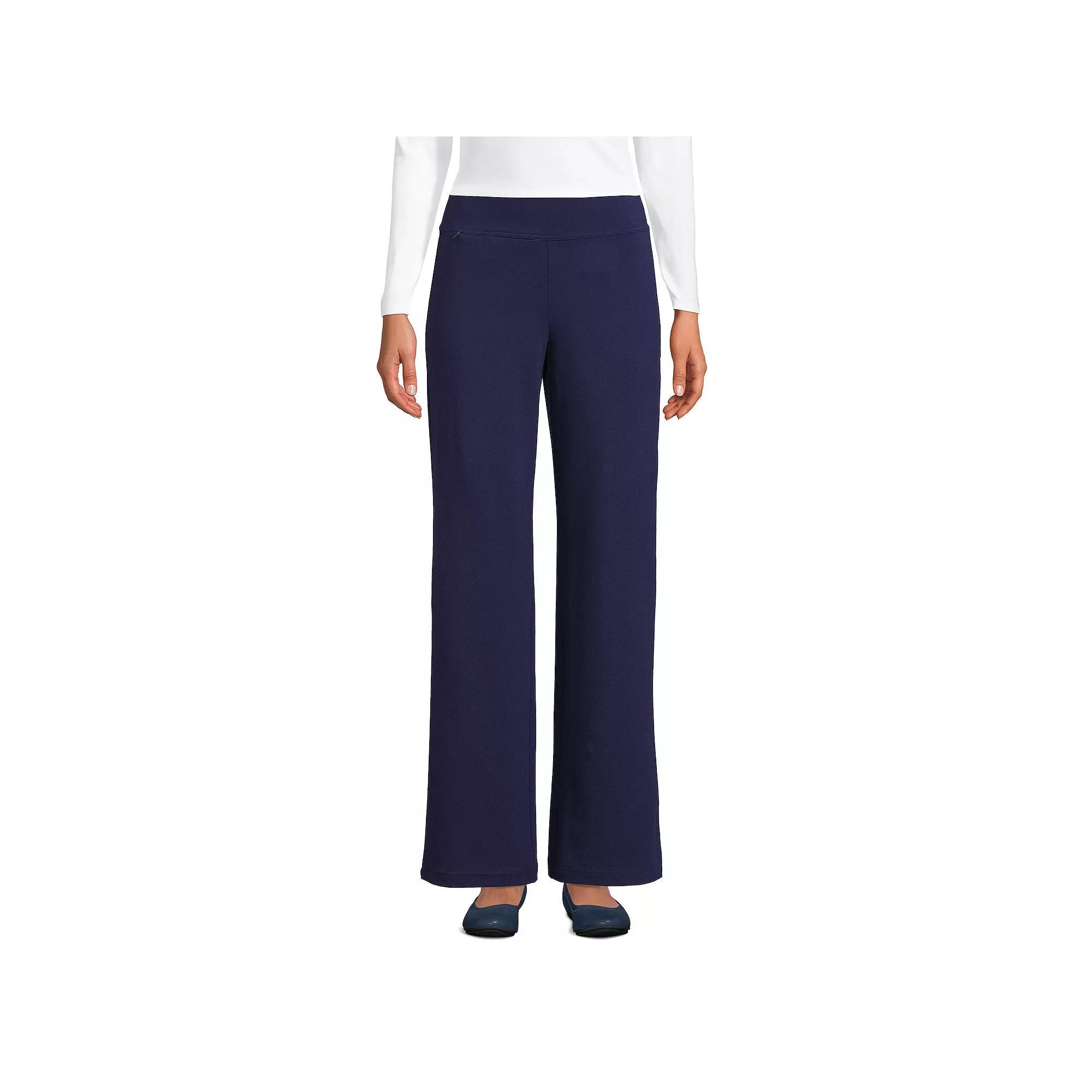 Women's Lands' End Starfish Mid Rise Wide Leg Pull On Pants, Size: Small, Grey Heather Product Image
