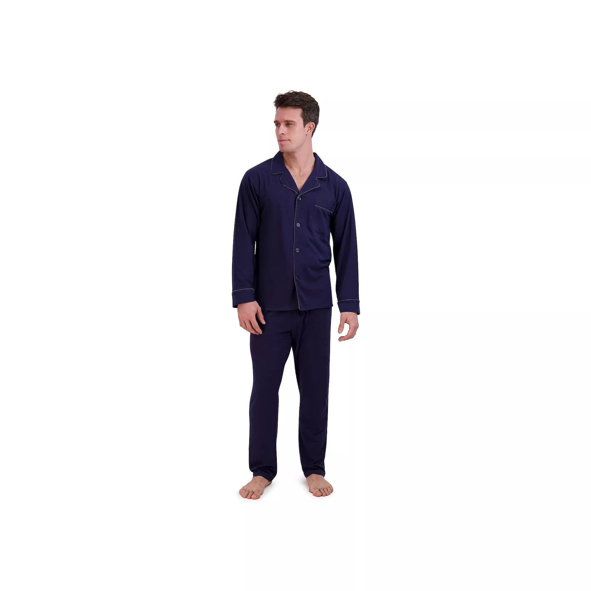 Men's Hanes® Knit Pajama Shirt & Pajama Pants Set, Size: XL, Blue Product Image