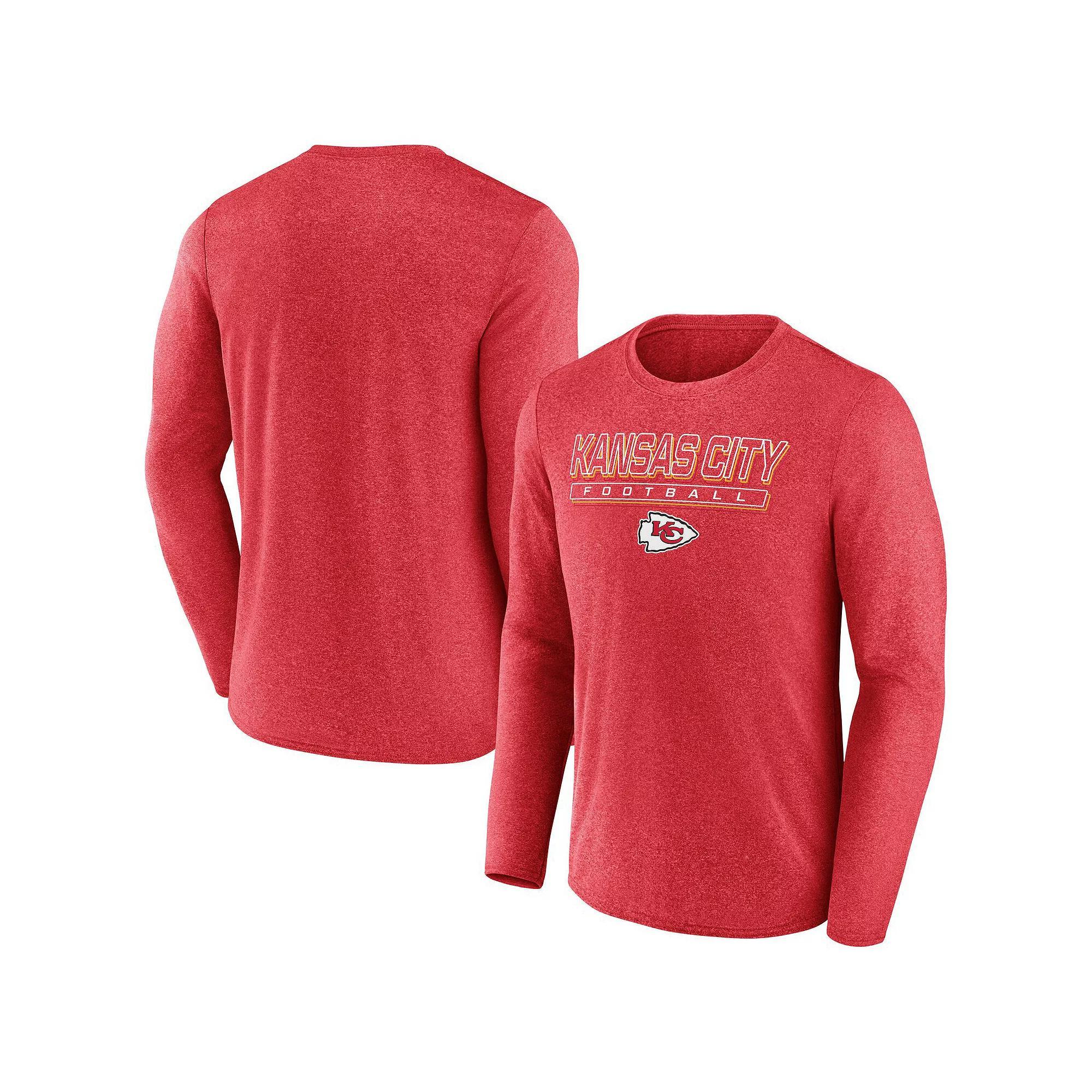 Men's Fanatics  Heather Red Kansas City Chiefs Fundamentals Long Sleeve T-Shirt, Size: Small Product Image