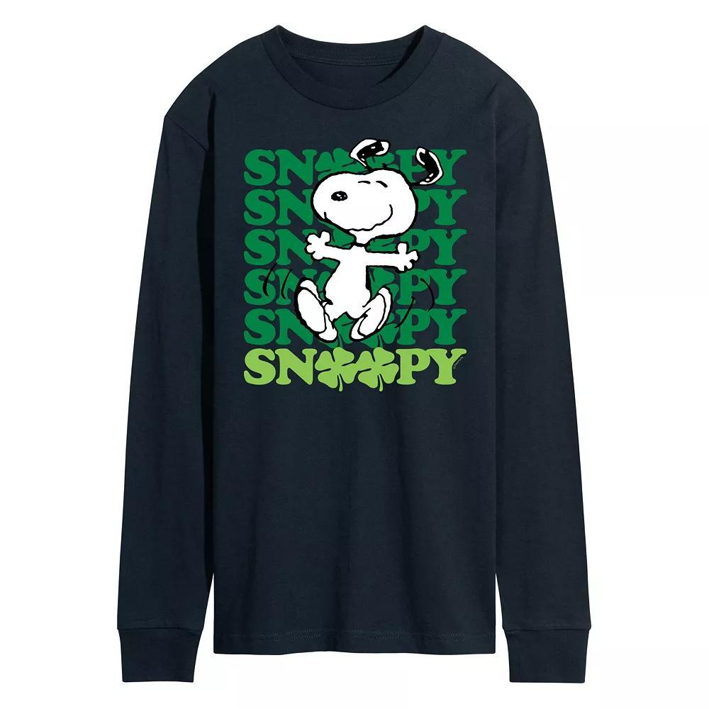 Men's Peanuts Snoopy Clover Dance Long Sleeve Tee, Size: Large, Blue Product Image