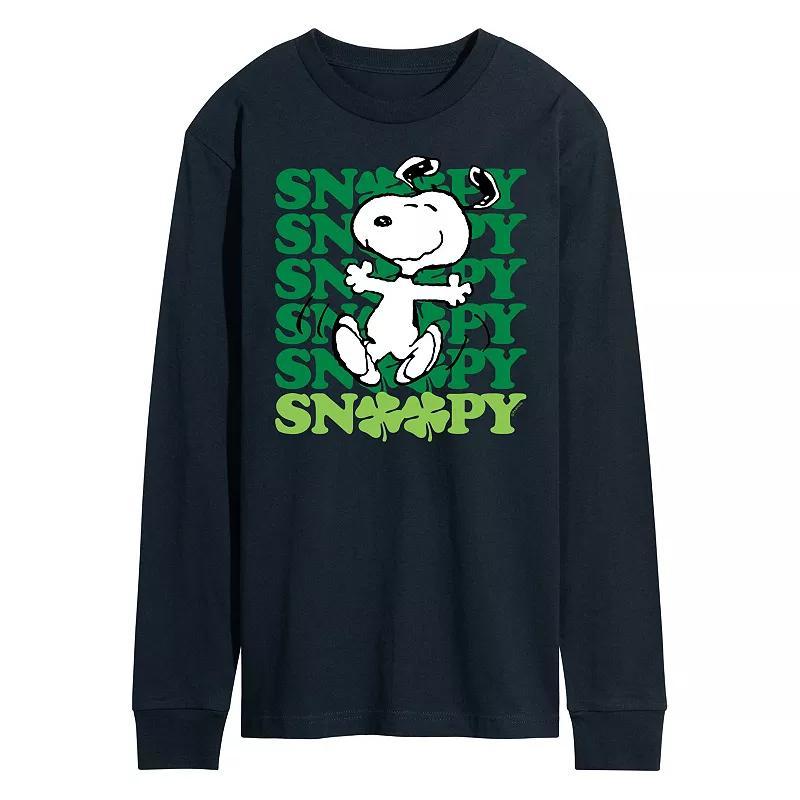 Men's Peanuts Snoopy Clover Dance Long Sleeve Tee, Size: Large, Blue Product Image