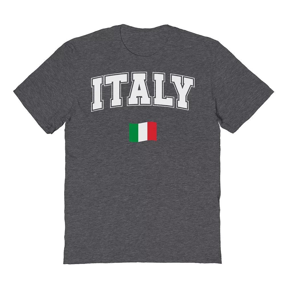 Men's Italy Flag Graphic Tee, Size: Large, Dark Grey Product Image
