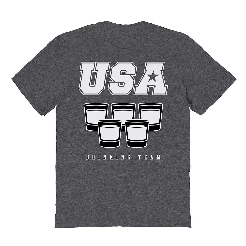 Men's USA Drinking Team Glasses Graphic Tee, Size: Small, Dark Grey Product Image