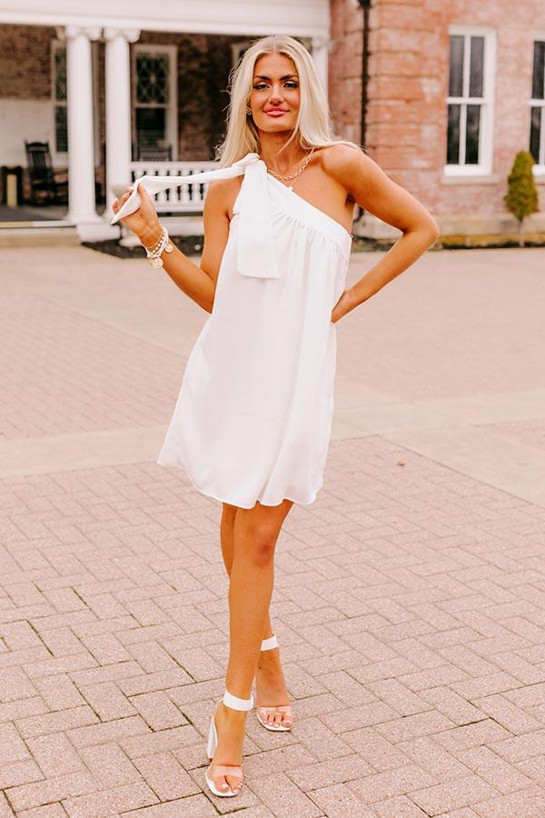 Flirty At Heart Satin Shift Dress In White Product Image