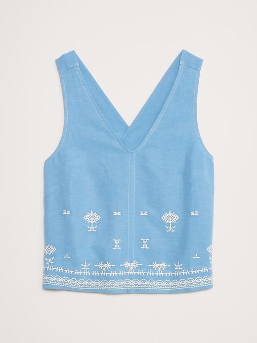 Embroidered TENCEL™-Linen Cross-back Tank Product Image