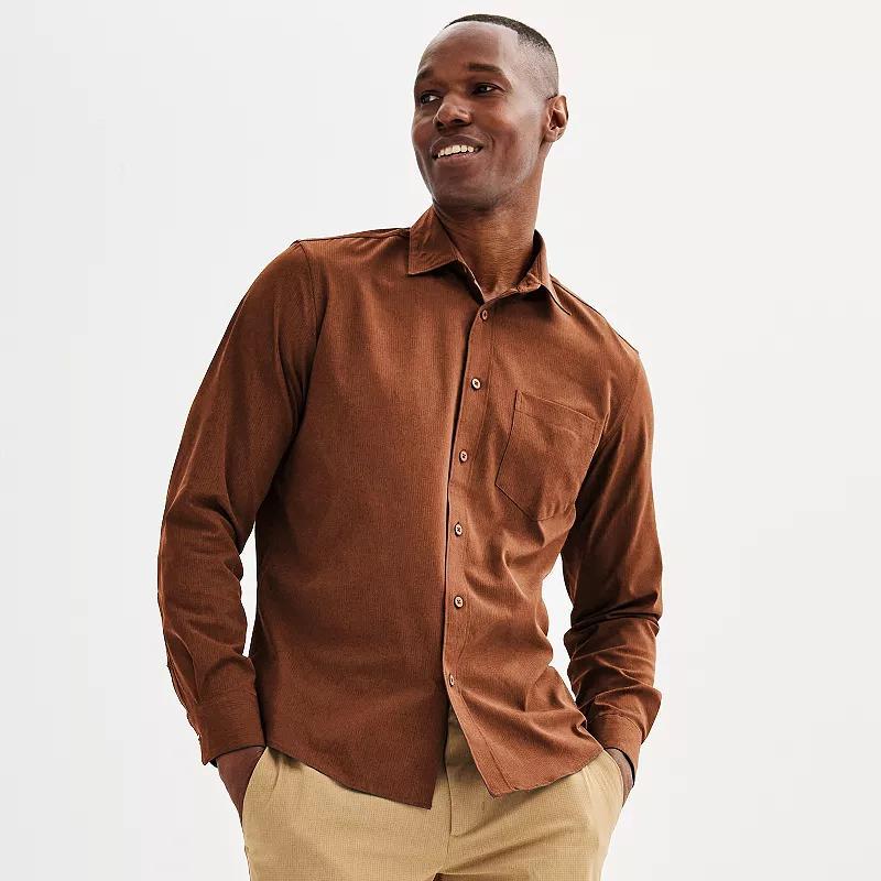 Men's FLX Performance Untucked-Fit Long Sleeve Button Down Shirt, Size: Small, Mineral Black Product Image