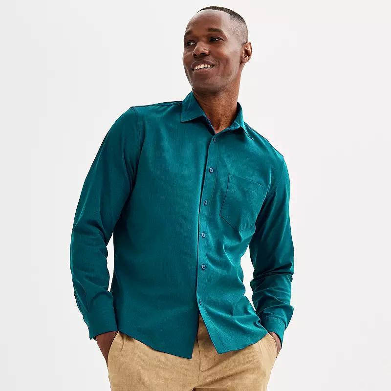 Men's FLX Performance Untucked-Fit Long Sleeve Button Down Shirt, Size: Small, Mineral Black Product Image