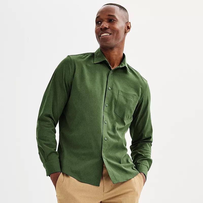 Men's FLX Performance Untucked-Fit Long Sleeve Button Down Shirt, Size: Small, Mineral Black Product Image