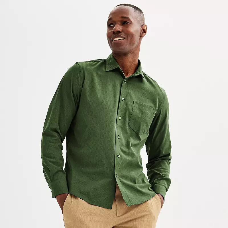 Men's FLX Performance Untucked-Fit Long Sleeve Button Down Shirt, Size: Small, Mineral Black Product Image