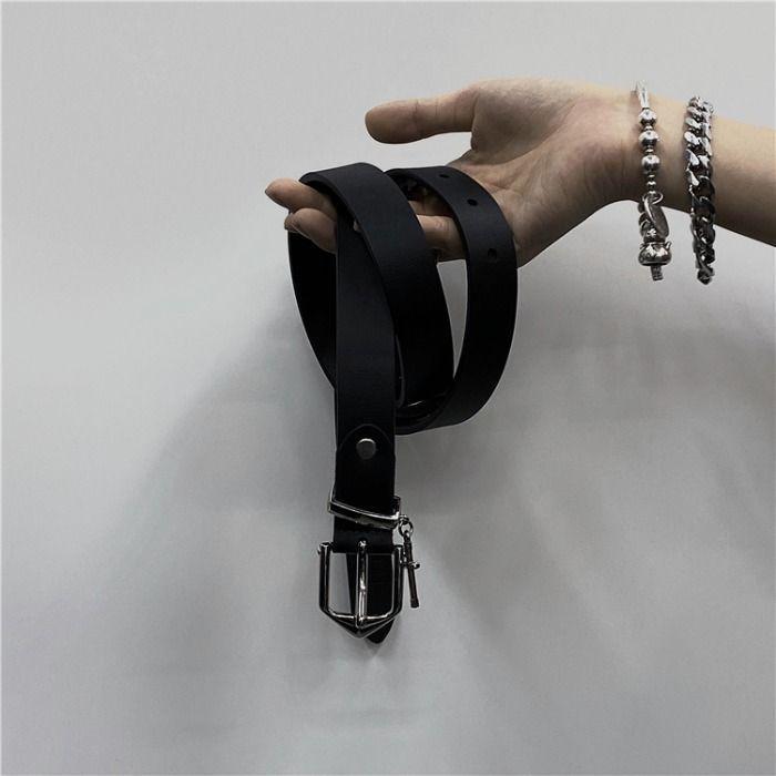 Faux Leather Cross Charm Belt Product Image
