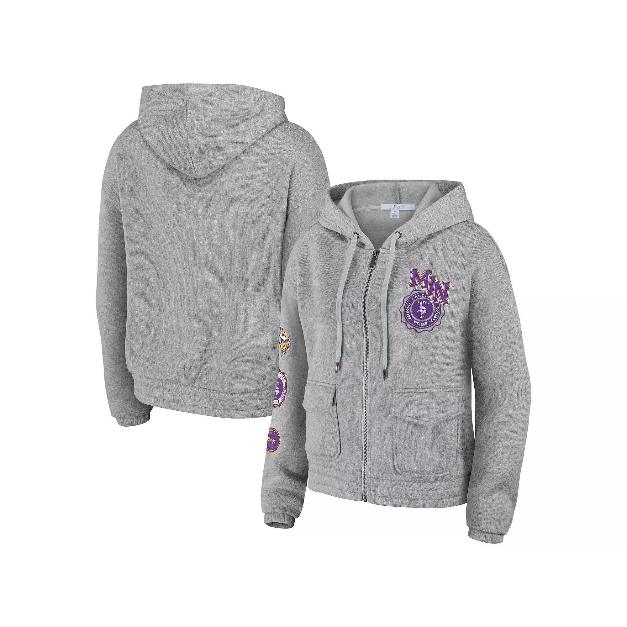 Women's WEAR by Erin Andrews Heather Gray Minnesota Vikings Full-Zip Hoodie, Size: 2XL, Grey Product Image