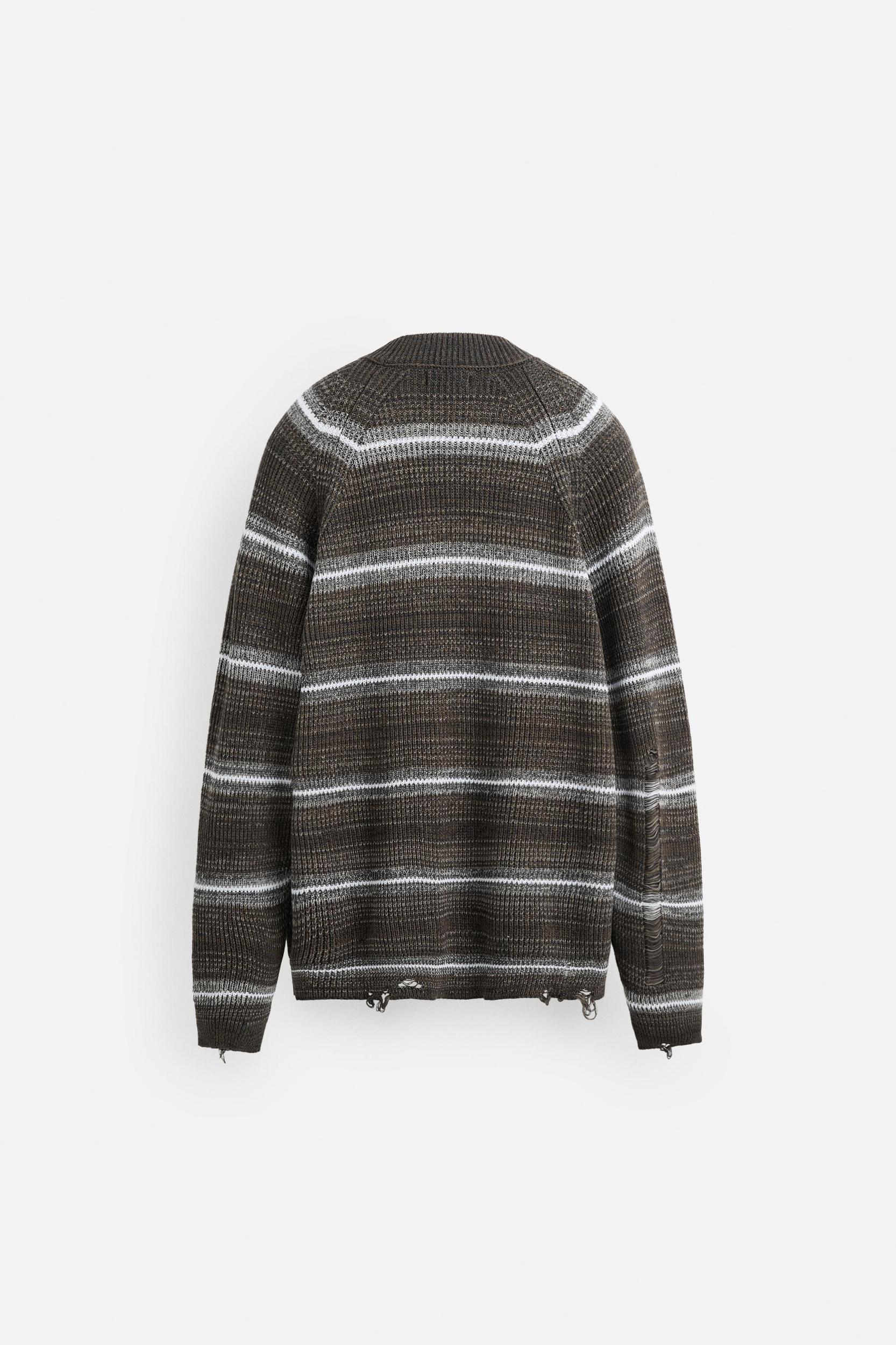 DISTRESSED STRIPED CARDIGAN Product Image