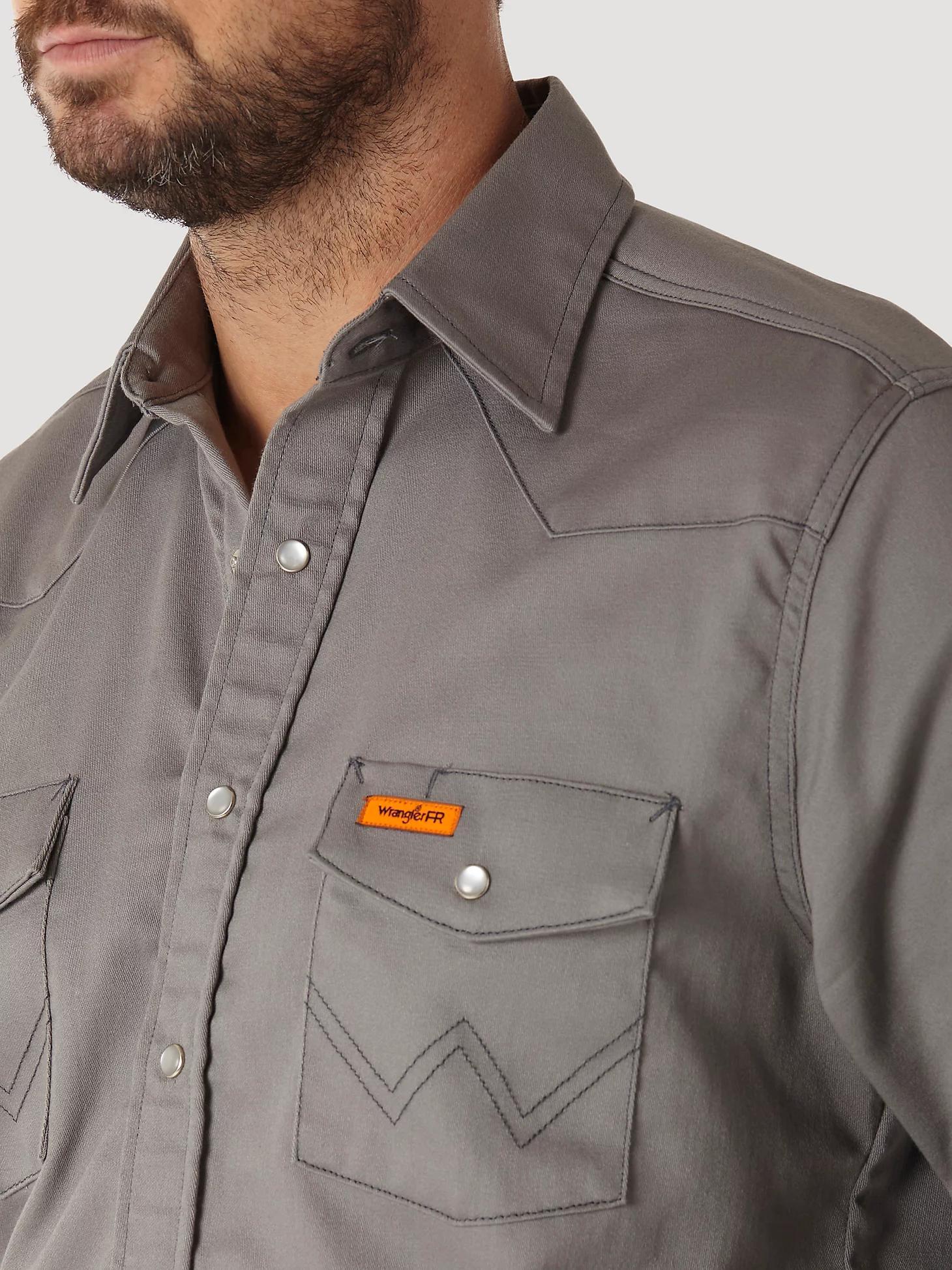 Wrangler® FR Flame-Resistant Long Sleeve Solid - Charcoal | Men's SHIRTS | Wrangler® Product Image