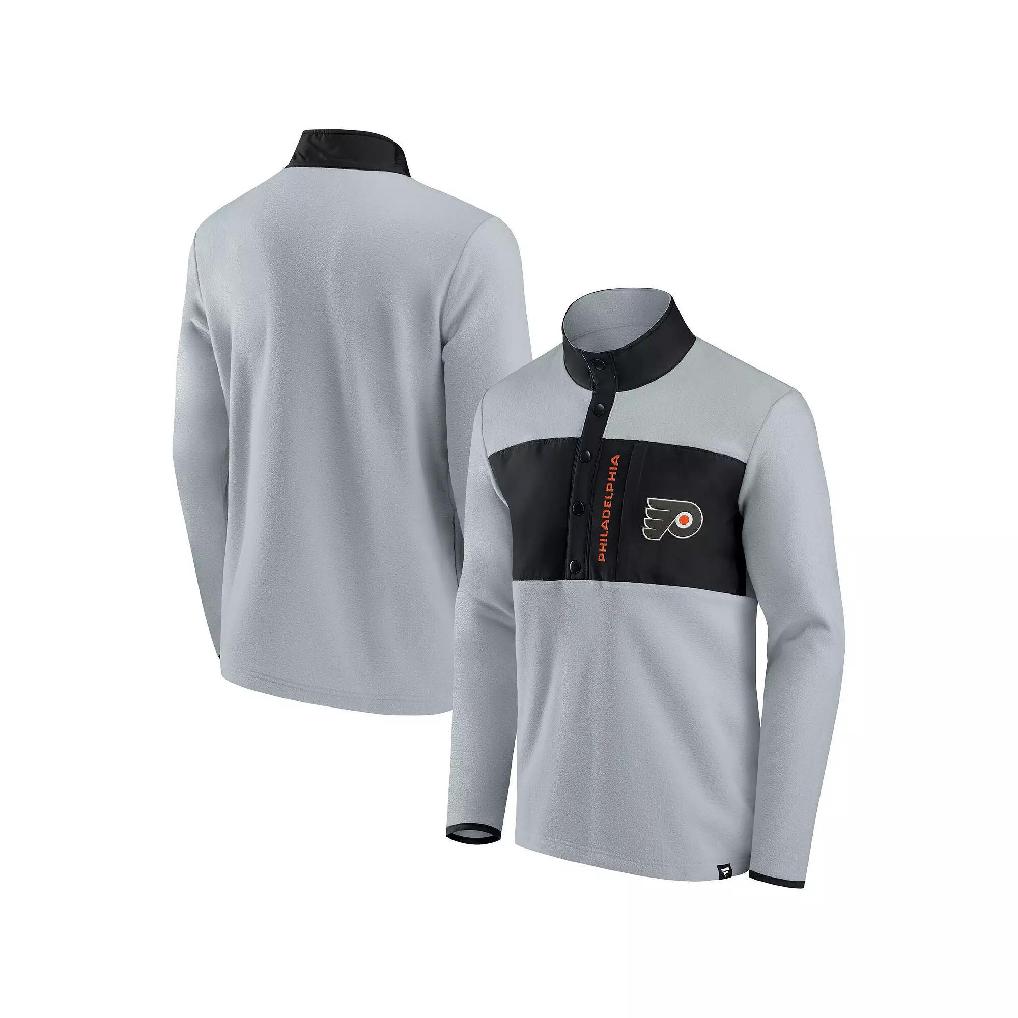Men's Fanatics Branded Gray/Black Philadelphia Flyers Omni Polar Fleece Quarter-Snap Jacket, Size: XL, Fly Grey Product Image
