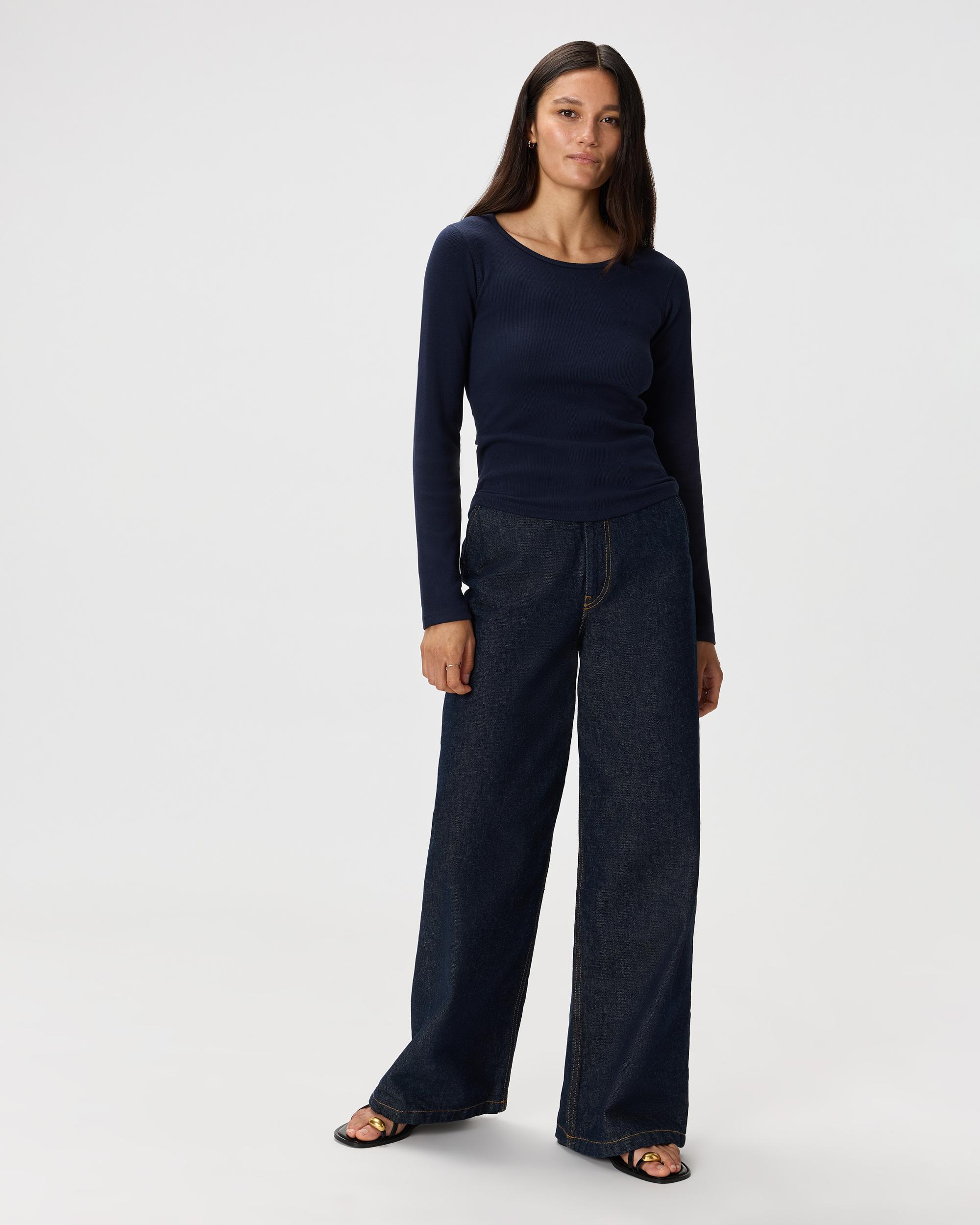 Quince | Women's Micro-Rib Long Sleeve T-Shirt Size XS, Organic Cotton Product Image