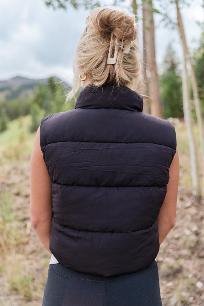 Sights To See Black Cropped Puffer Vest FINAL SALE Product Image