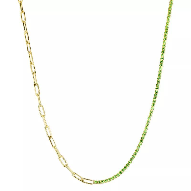 Sunkissed Sterling Sterling Silver Cubic Zirconia Tennis x Link Choker Necklace, Womens Gold Tone Blue Product Image