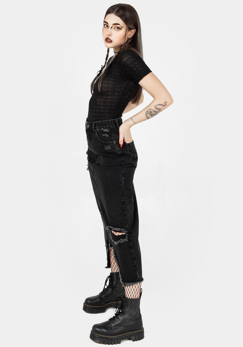 Ursula Distressed Denim Midaxi Skirt Product Image