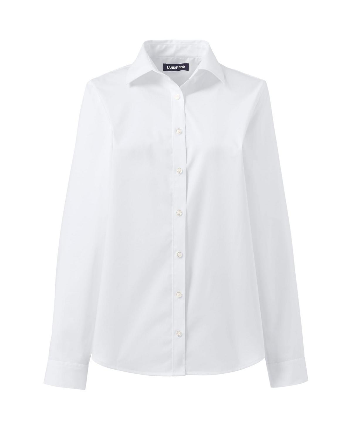 Women's Lands' End School Uniform No Gape® Long Sleeve Collared Stretch Shirt, Size: 4, White White Product Image