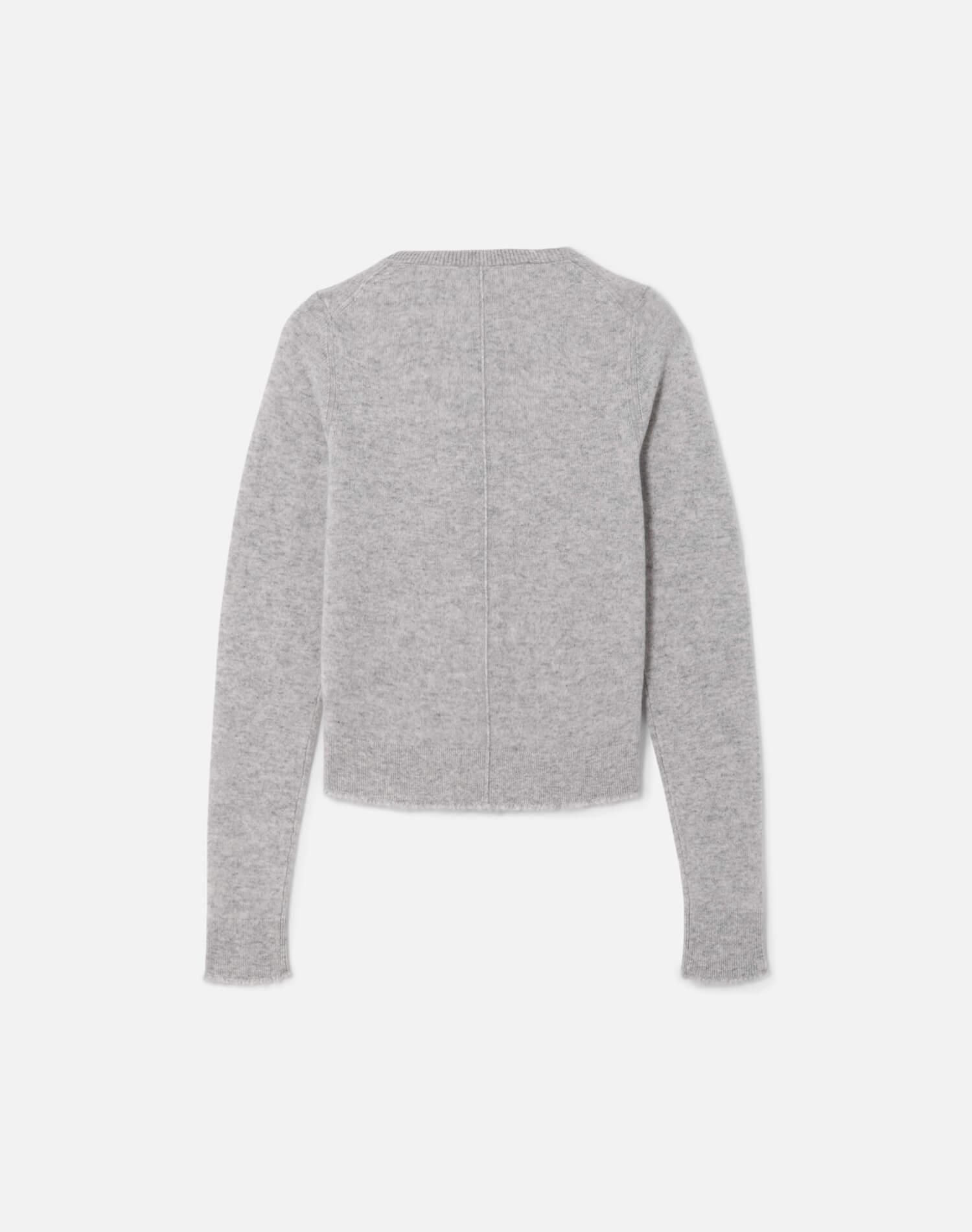 Cashmere Crewneck Cardigan - Light Heather Grey Product Image