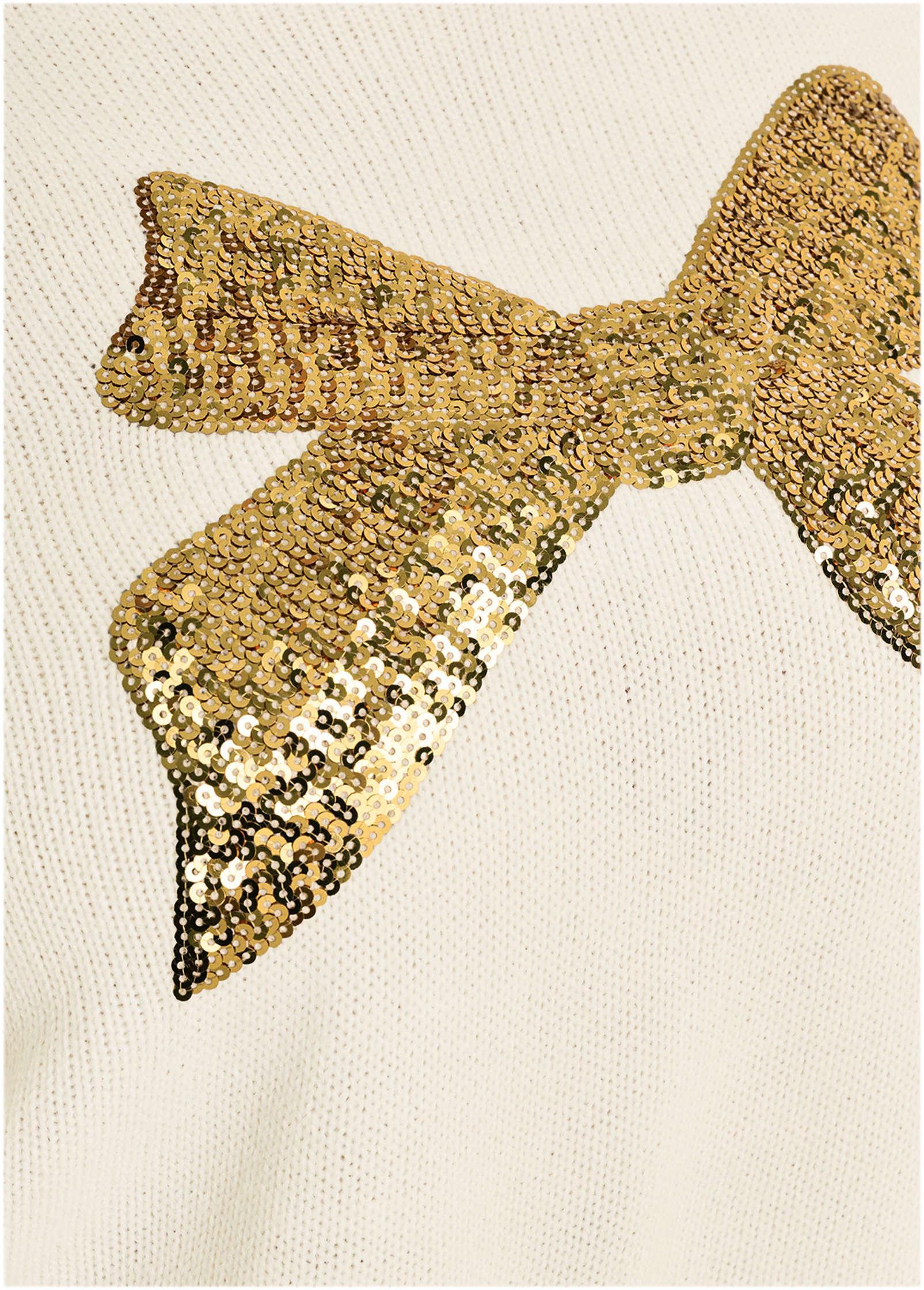 Sequin Puff-Sleeve Sweater - Off White Product Image