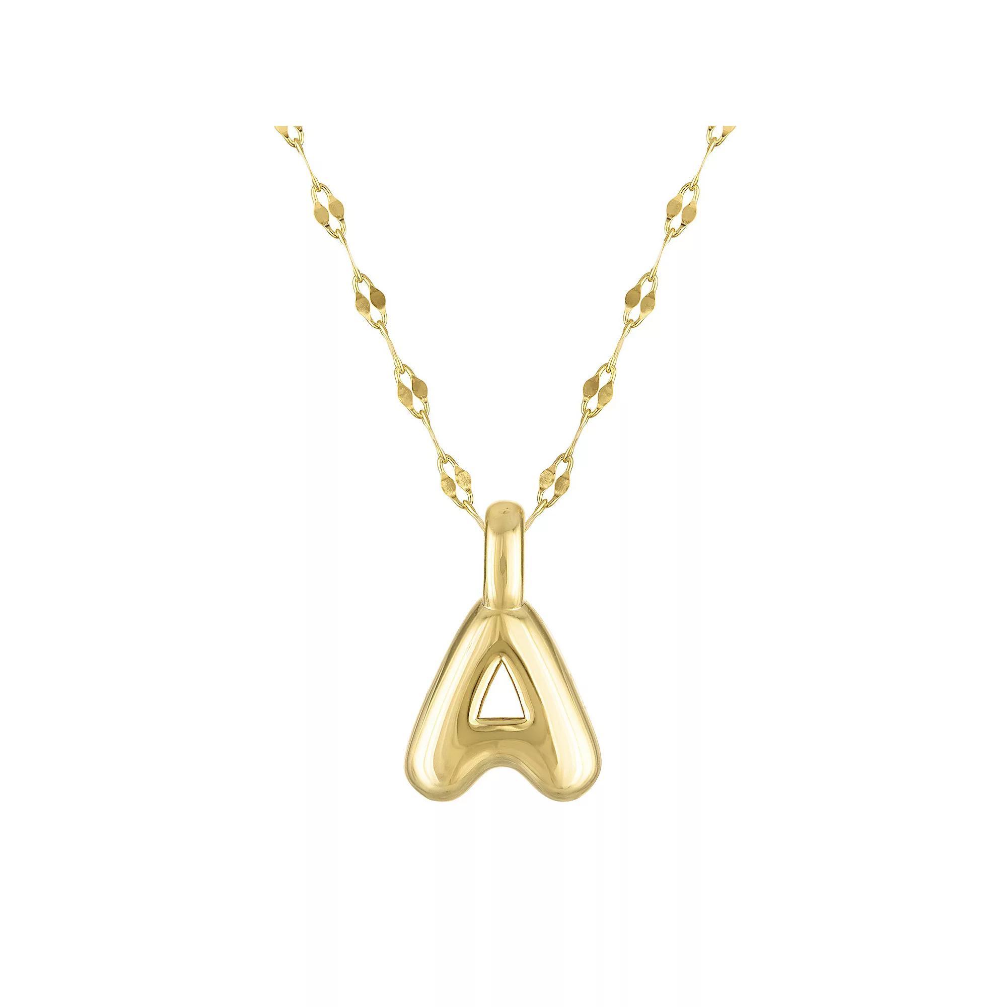 Junior Jewels 14k Gold Over Silver Bubble Initial Pendant Necklace, Women's, Size: 15.5", Gold Tone A Product Image
