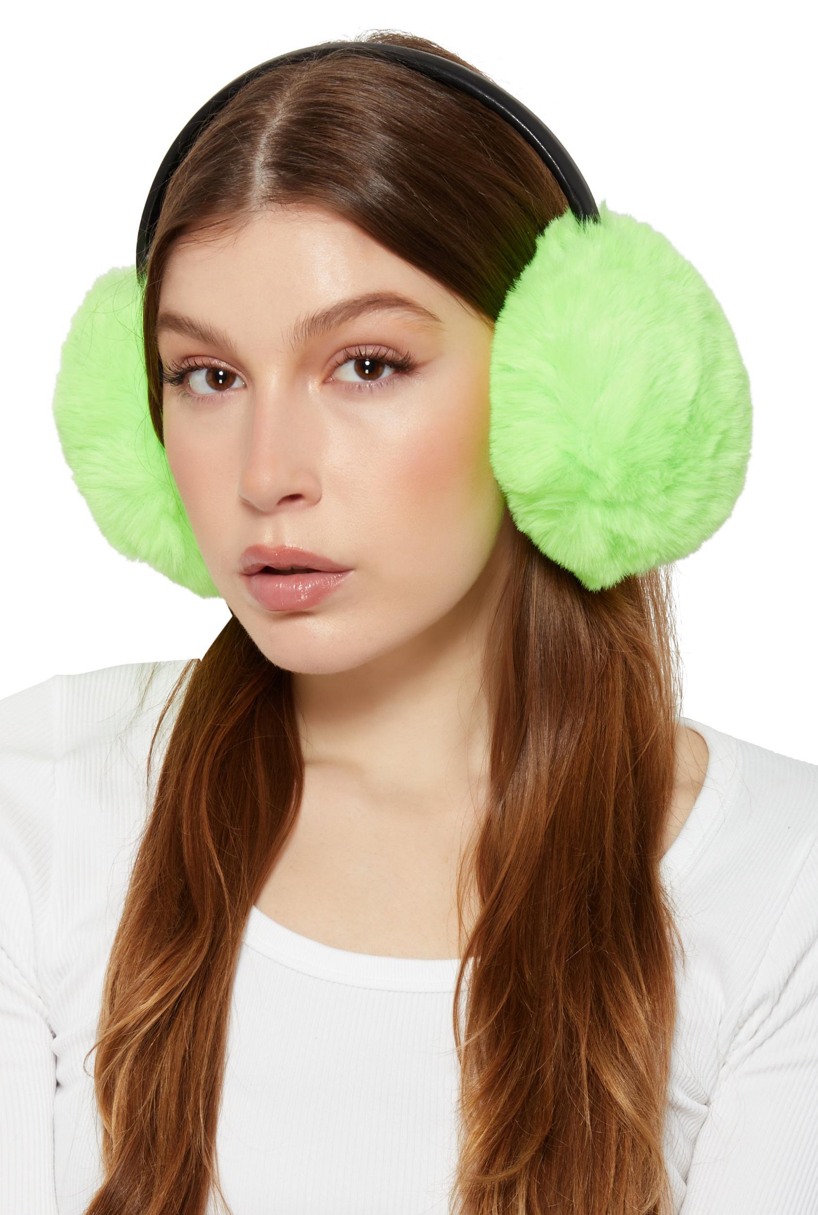 Faux Leather Band Faux Fur Earmuffs Female Product Image