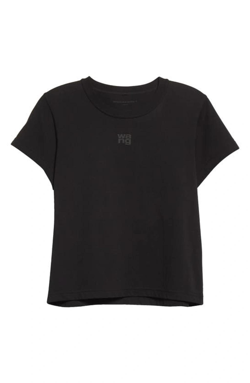 ALEXANDER WANG T Shrunken Cotton Logo Tee In Black Product Image