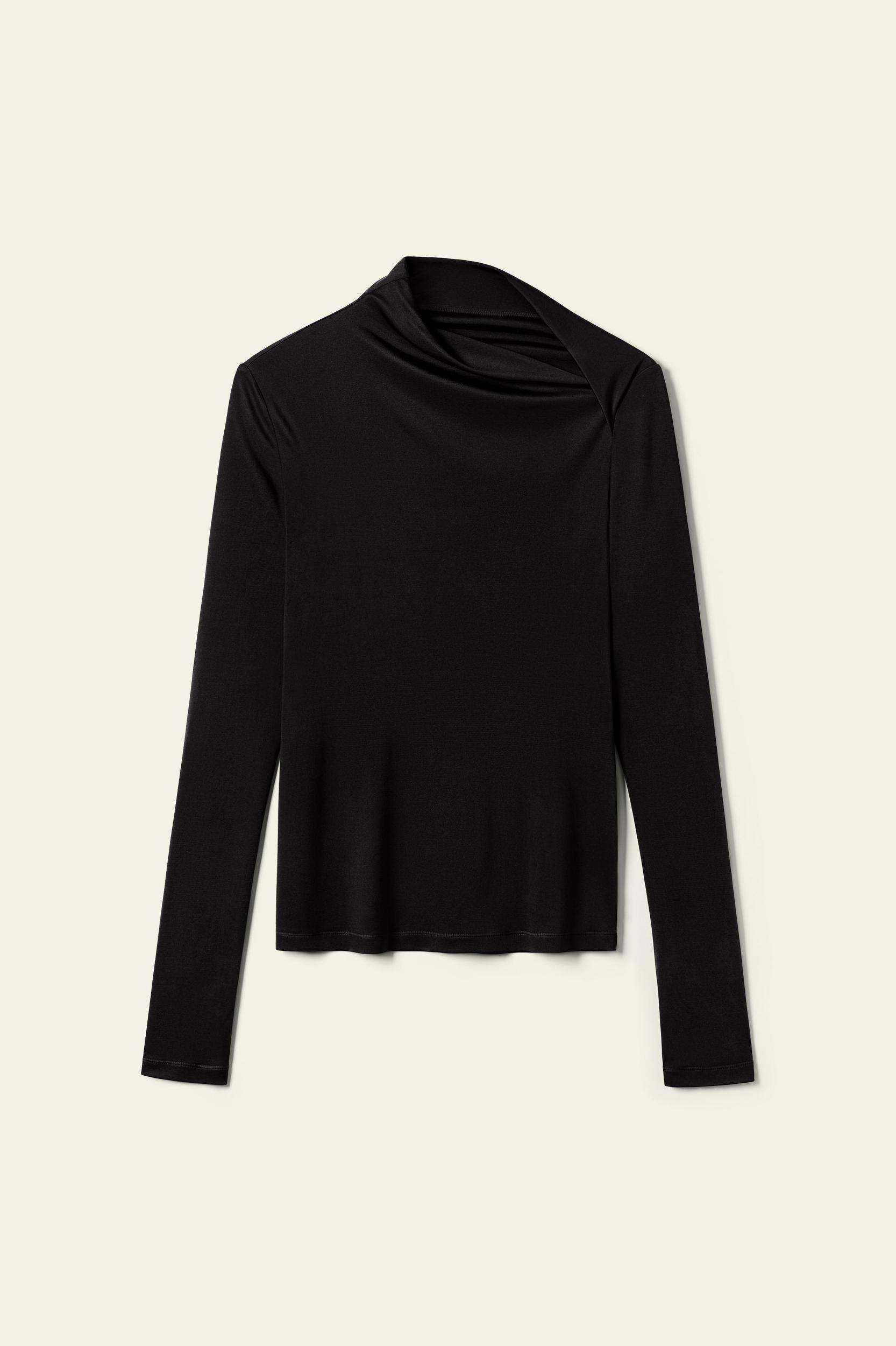 Slim Fitted Silk Jersey Long Sleeve Top Product Image