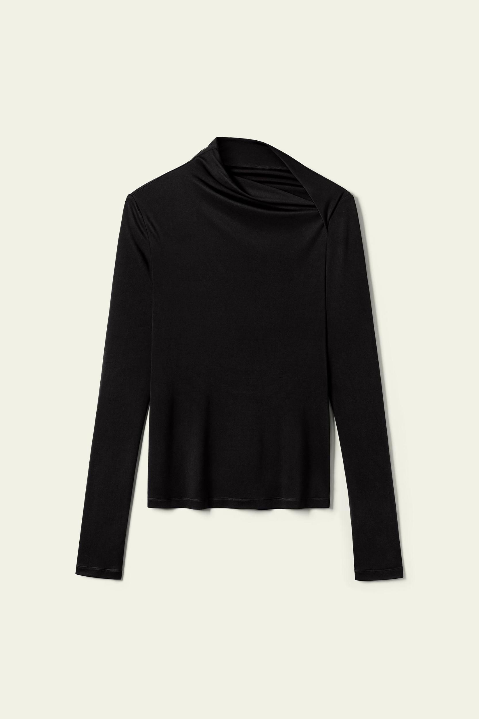 Slim Fitted Silk Jersey Long Sleeve Top Product Image