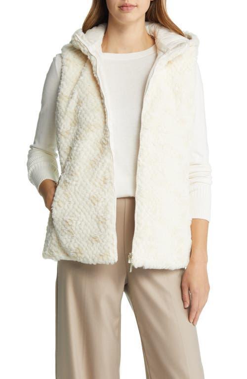 Women's Gallery Hooded Faux-Fur Reversible Vest, Size: Large, White Product Image