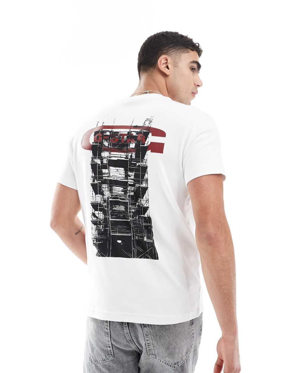 G-Star t-shirt in white with scaffolding back print Product Image