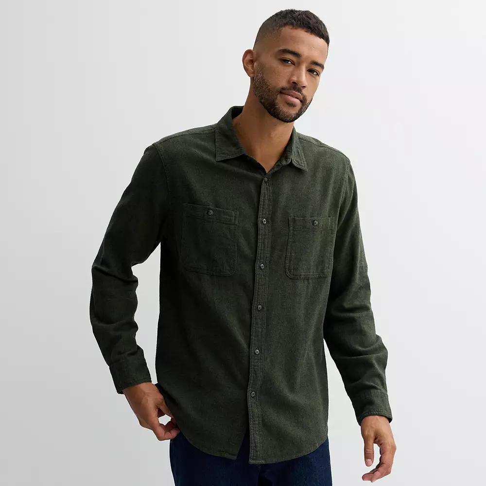 Men's Sonoma Goods For Life® Supersoft Flannel Button-Down Shirt, Size: Large, Purple Product Image