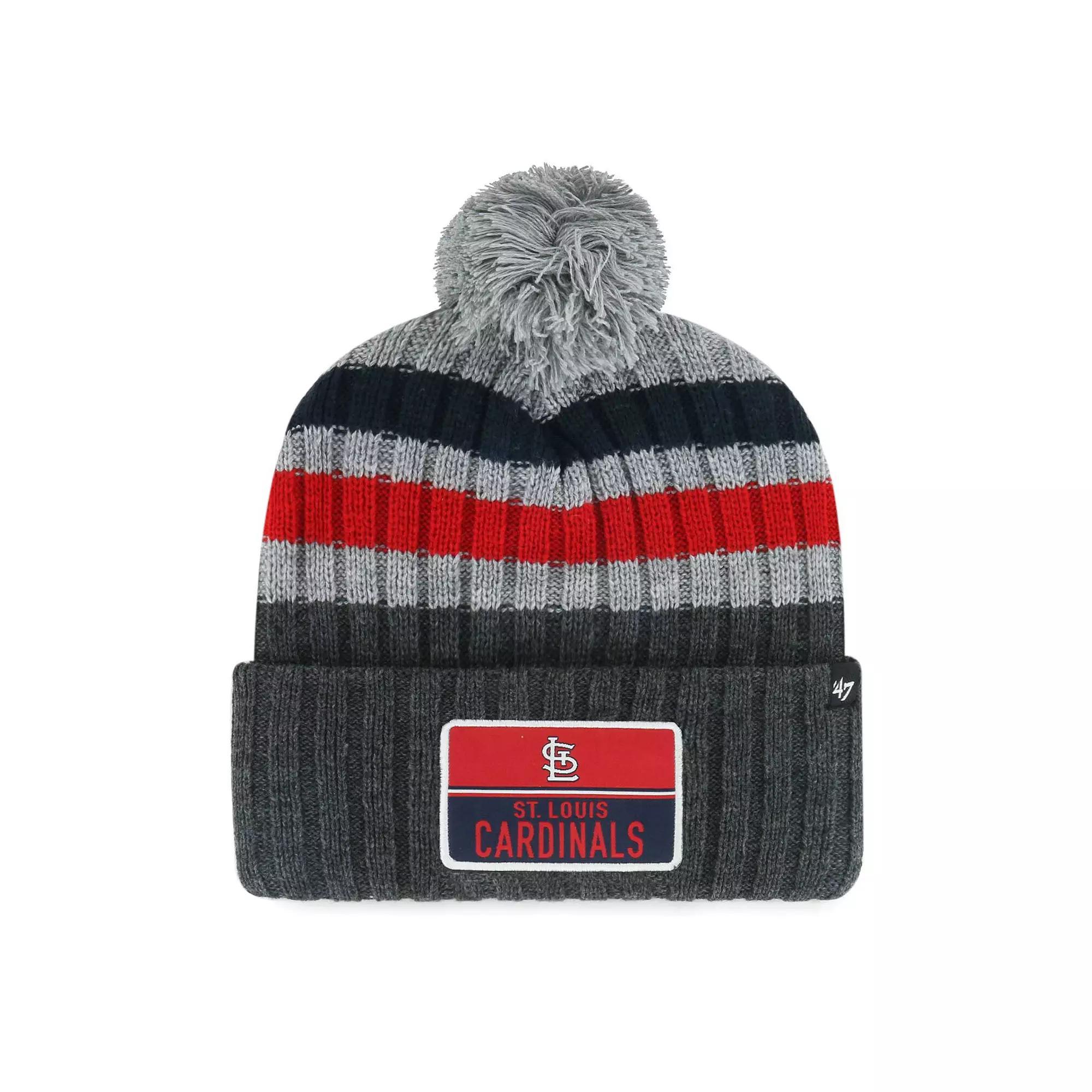 Mens 47 Gray St. Louis Cardinals Stack Cuffed Knit Hat with Pom Product Image