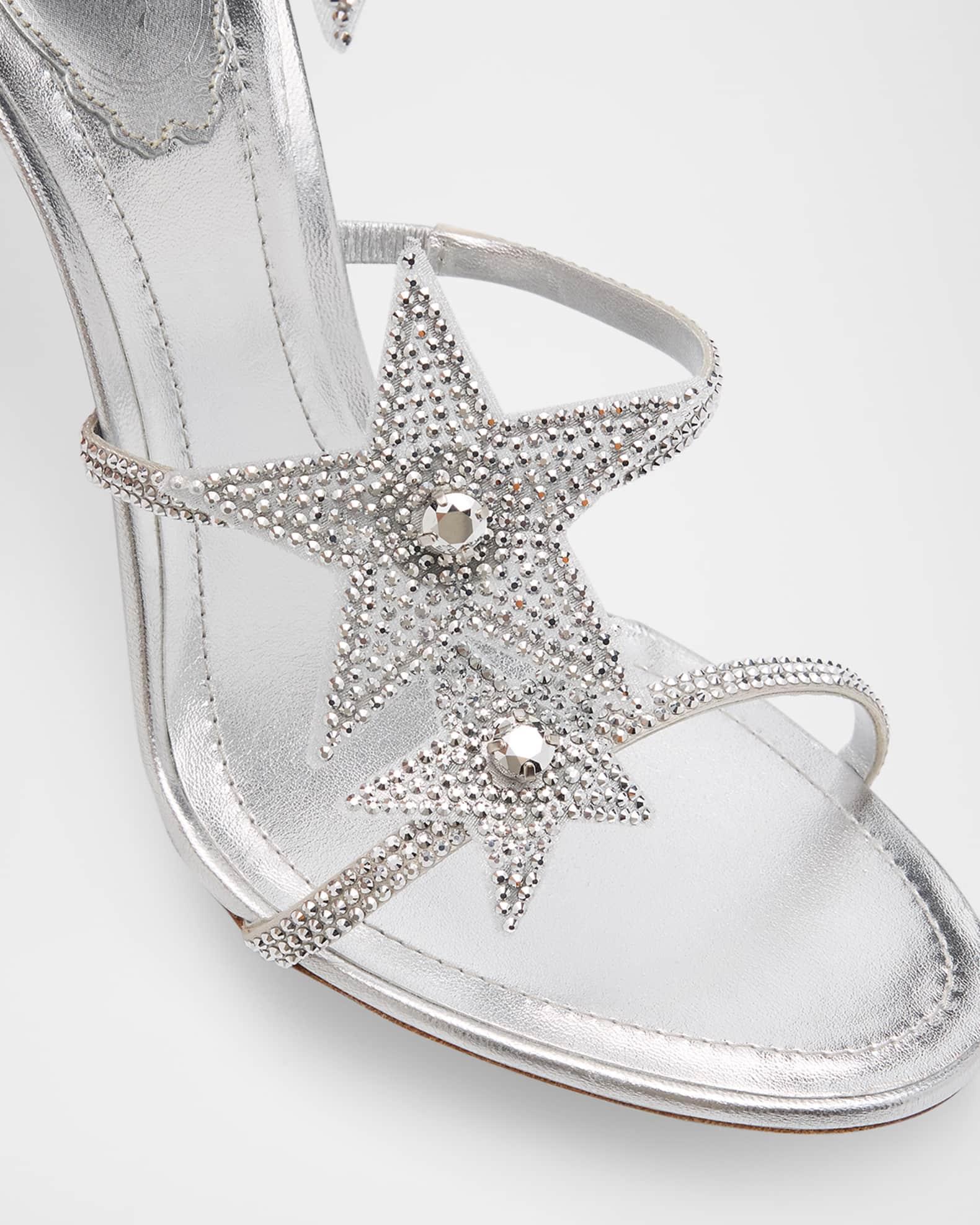 Cleo Crystal Star Satin Snake-Wrap Sandals Product Image