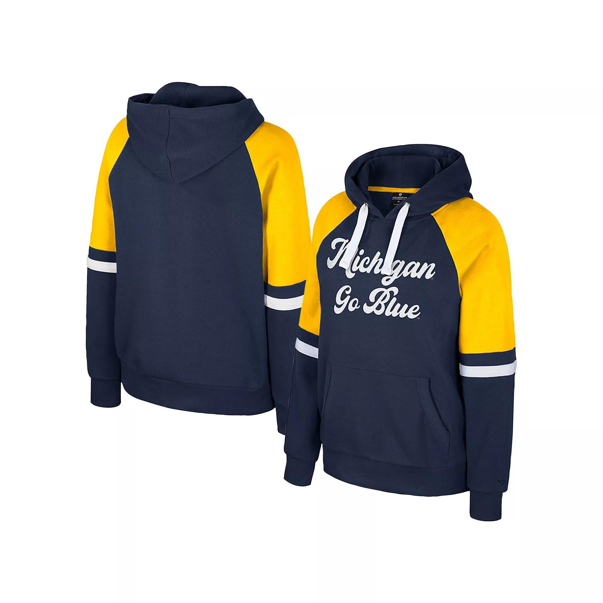 Women's Colosseum Navy Michigan Wolverines Oversized Colorblock Pullover Hoodie, Size: Large, Blue Product Image