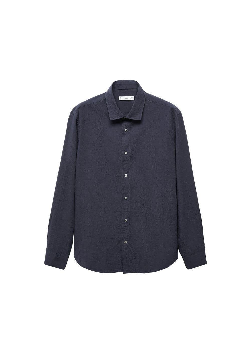 Mango Mens 100% Seersucker Cotton Shirt Product Image