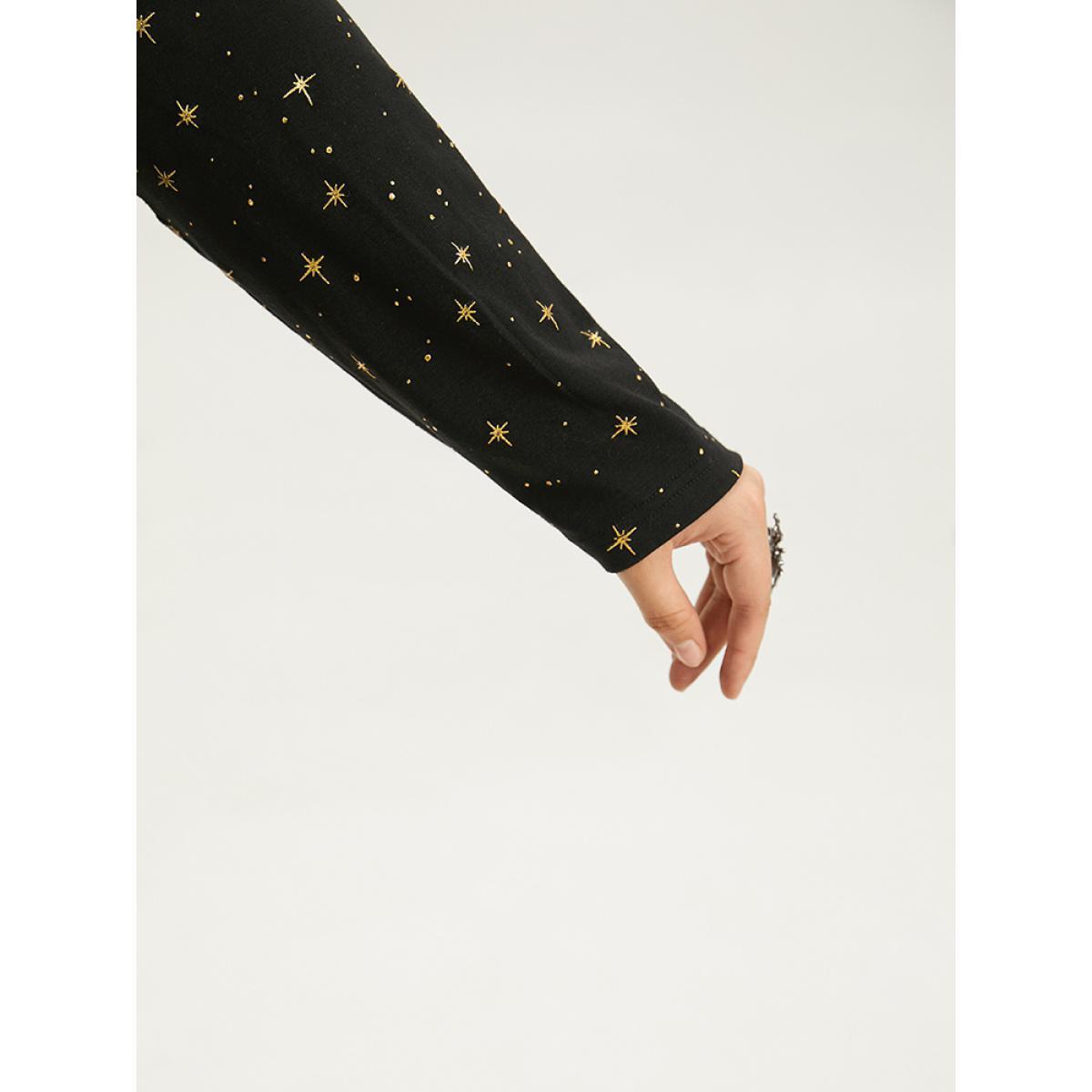 Plus Size Plain Zipper Half Elastic Cuffs Batwing Sleeve Sweatshirt Women Indigo Casual Elastic cuffs V-neck Dailywear Sweatshirts BloomChic 30/6X Product Image