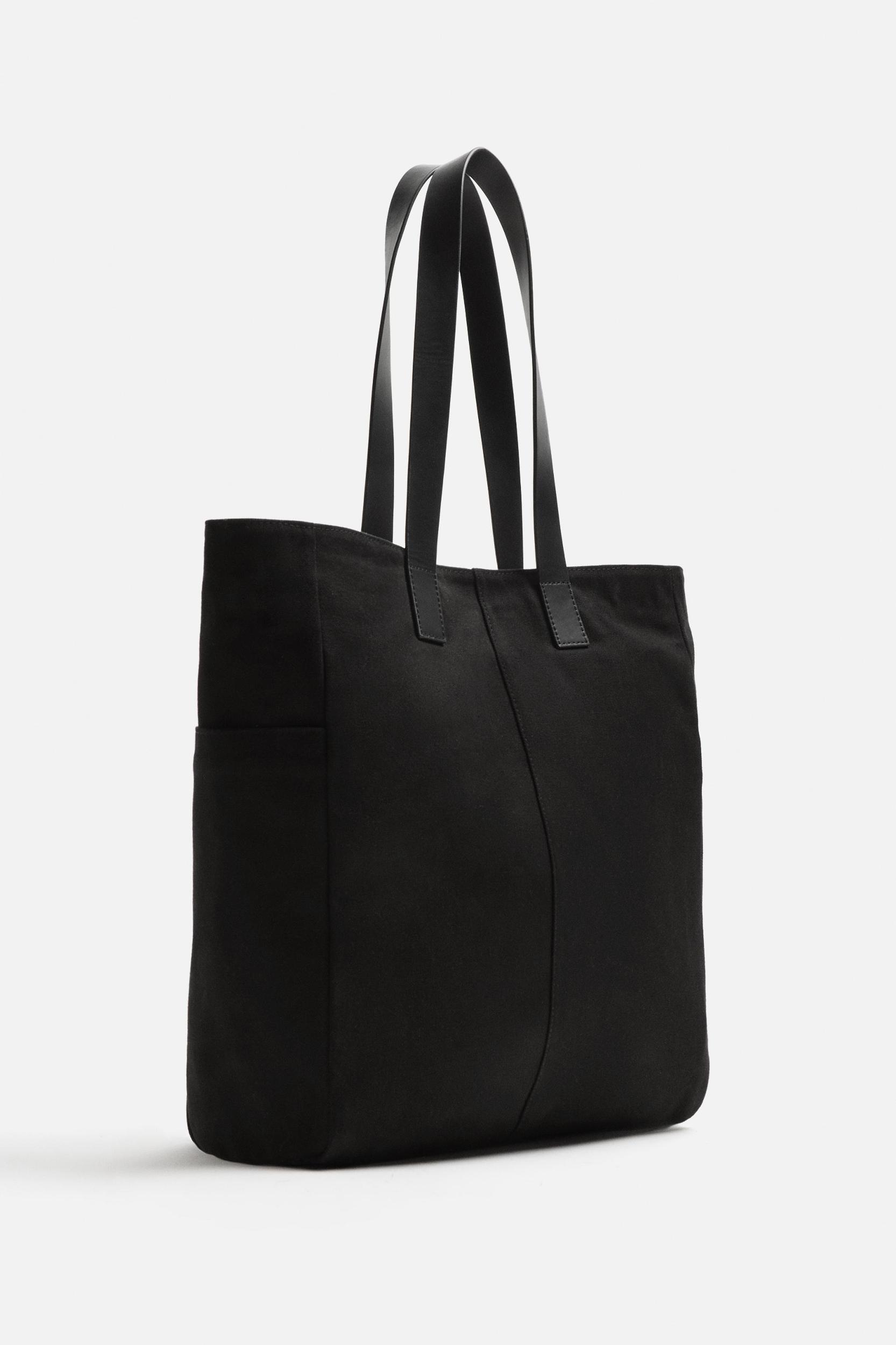 LEATHER AND FABRIC TOTE Product Image