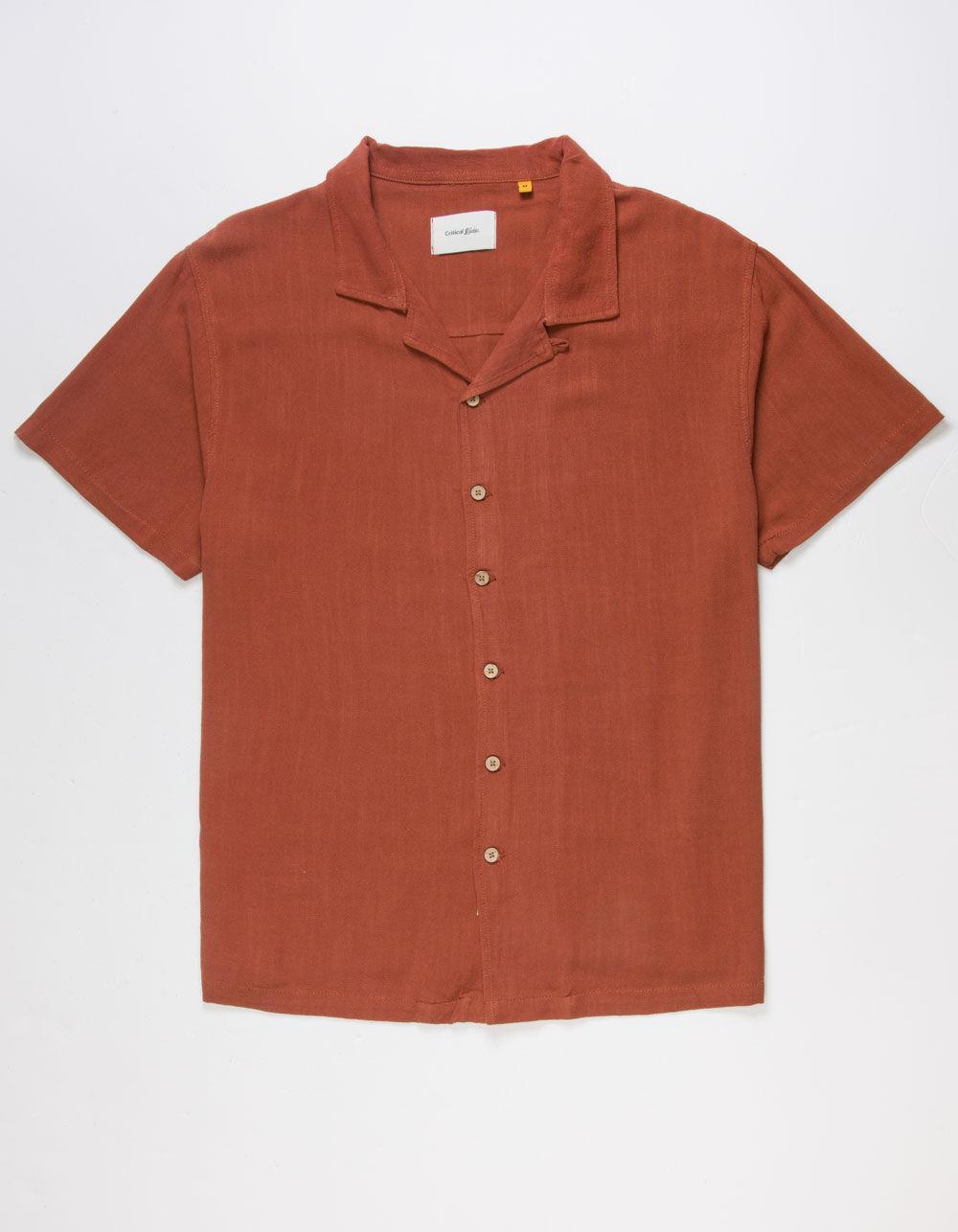 THE CRITICAL SLIDE SOCIETY Ernie Mens Resort Shirt - BURNT ORANGE Product Image